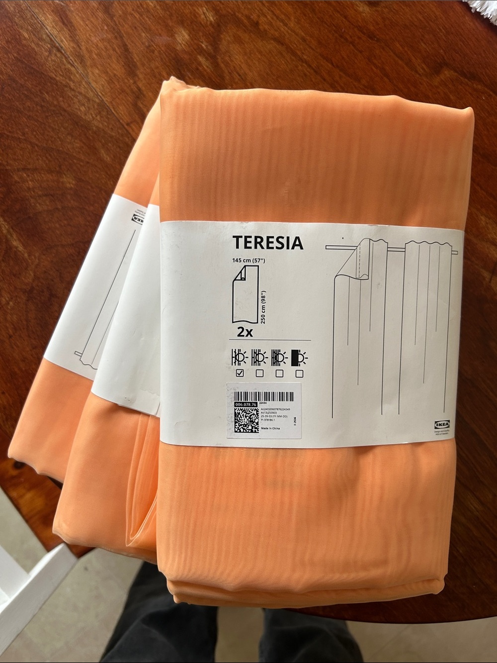 IKEA TERESIA Sheer Curtain Panels in Soft Peach (Set of 3, total of 6 curtains)
